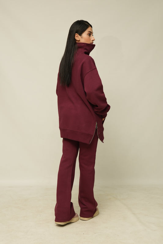 Pantalon de survêtement évasé bordeaux TROFIT