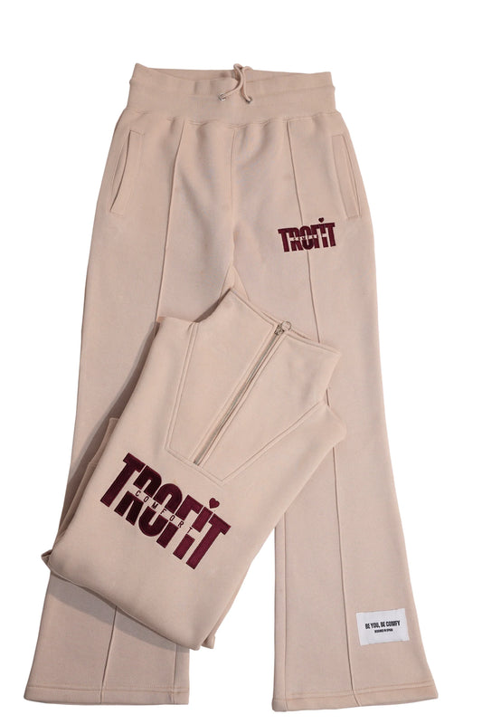 Pantalon de survêtement évasé beige TROFIT