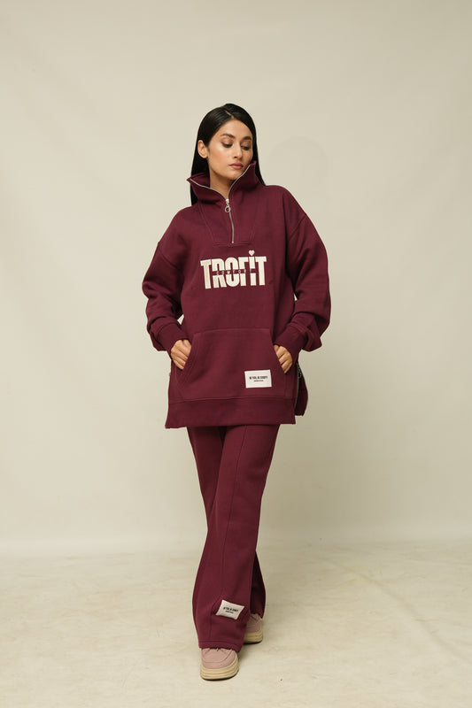 Survêtement en velours bordeaux